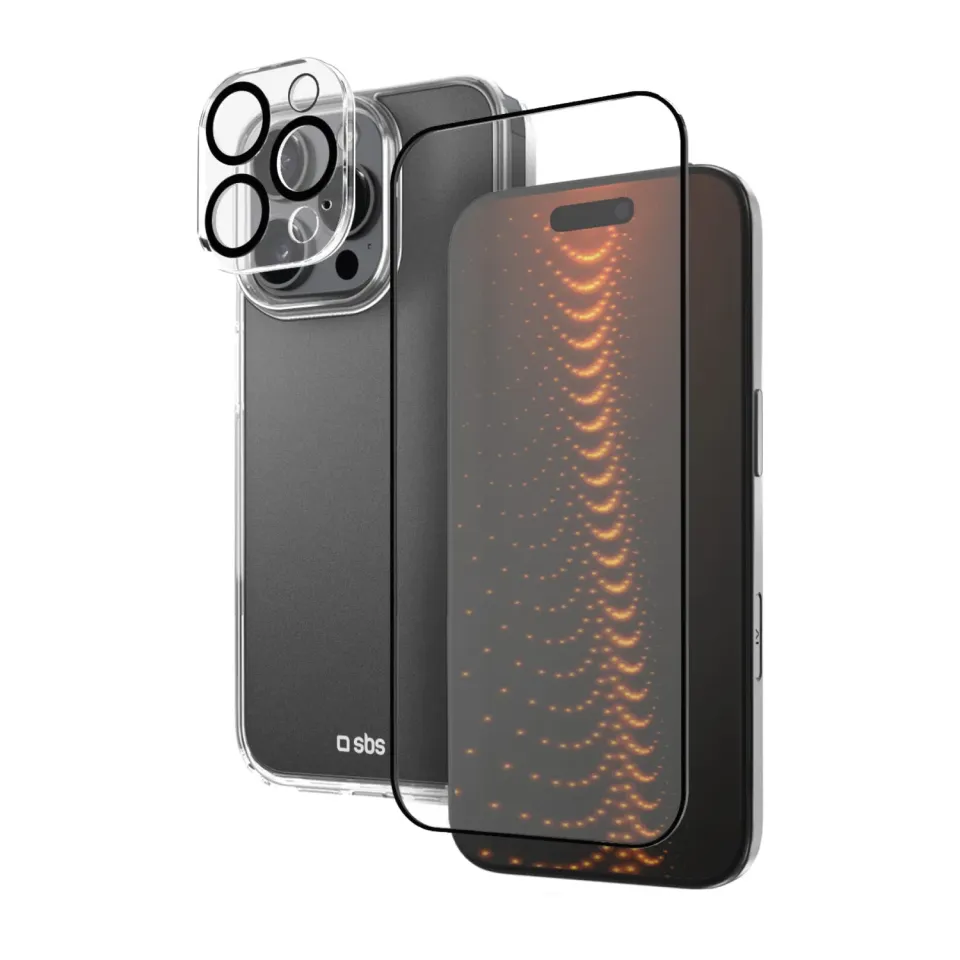 SBS D3O Schutzset iPhone 16 Pro transparent 3-teilig stoßsicher