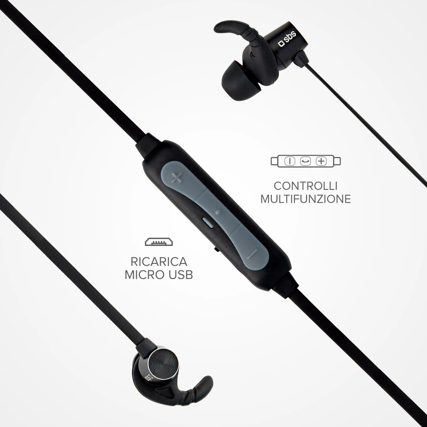 SBS BT501 Bluetooth Kopfhörer Nackenband Schwarz