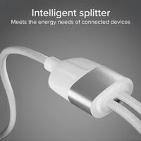 SBS Dual USB-C Splitter Ladekabel 60W 150cm Textil
