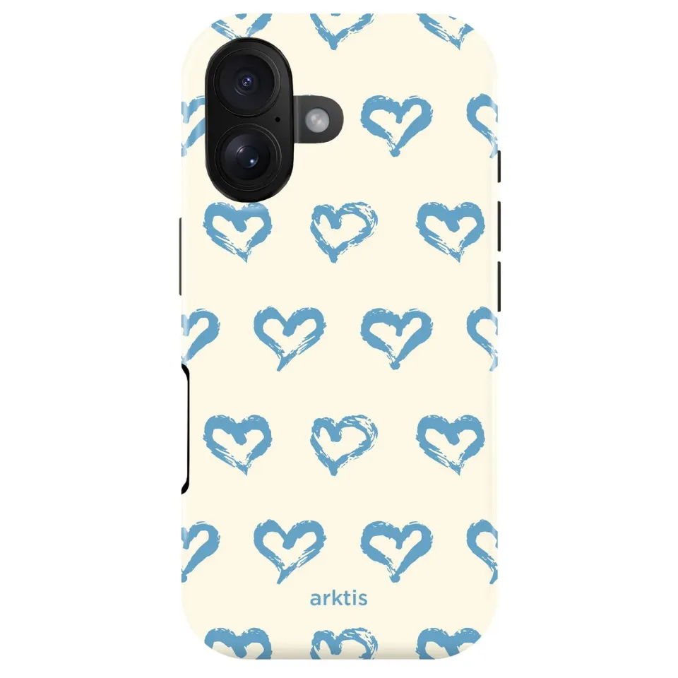 arktis iPhone 16 Hülle Blue Hearts mit MagSafe