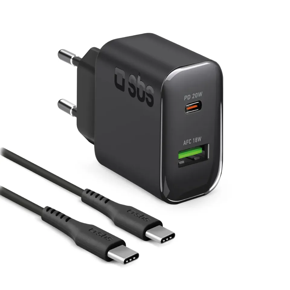 SBS Ladegerät 20W USB-C USB-A + Kabel 1,5 m