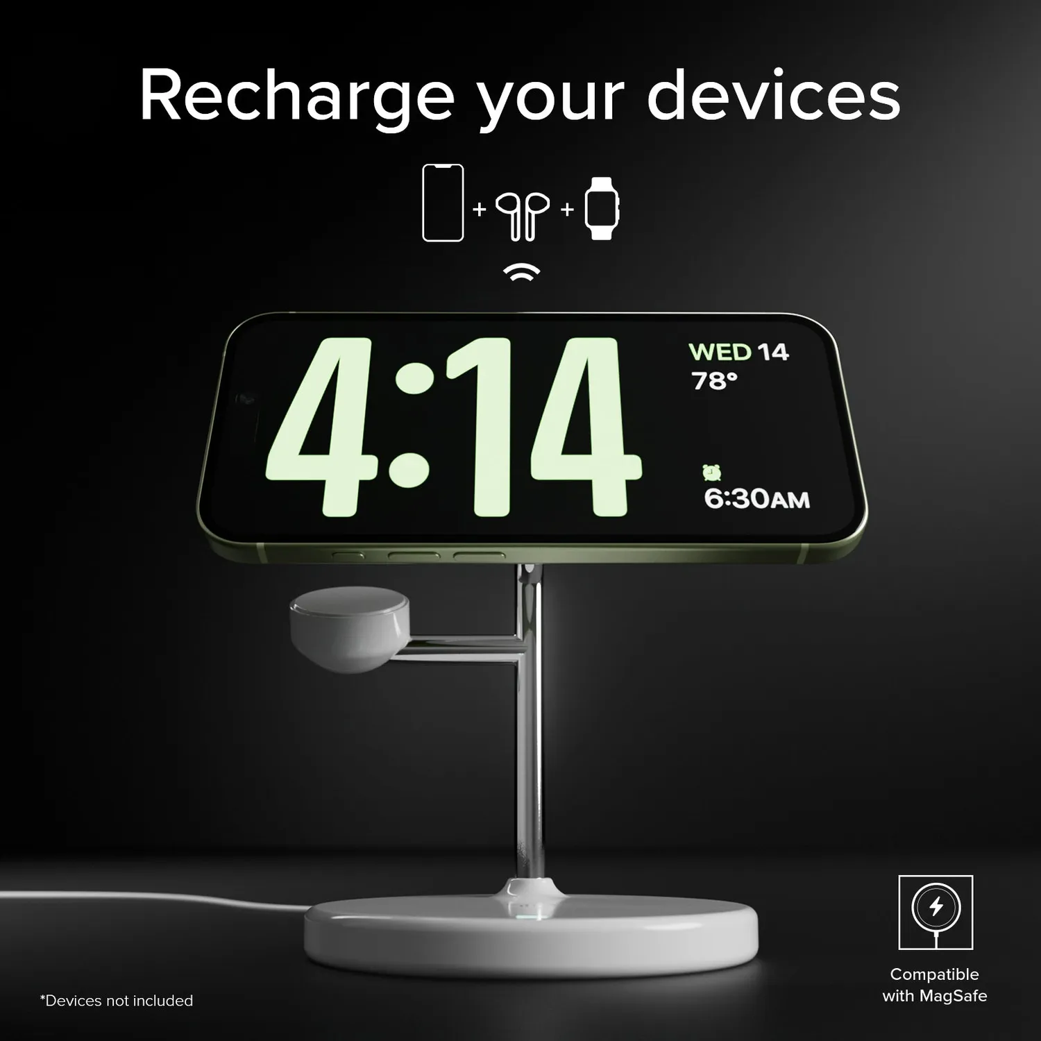 SBS Qi2 3-in-1 Ladestation Handy Watch Kopfhörer magnetisch