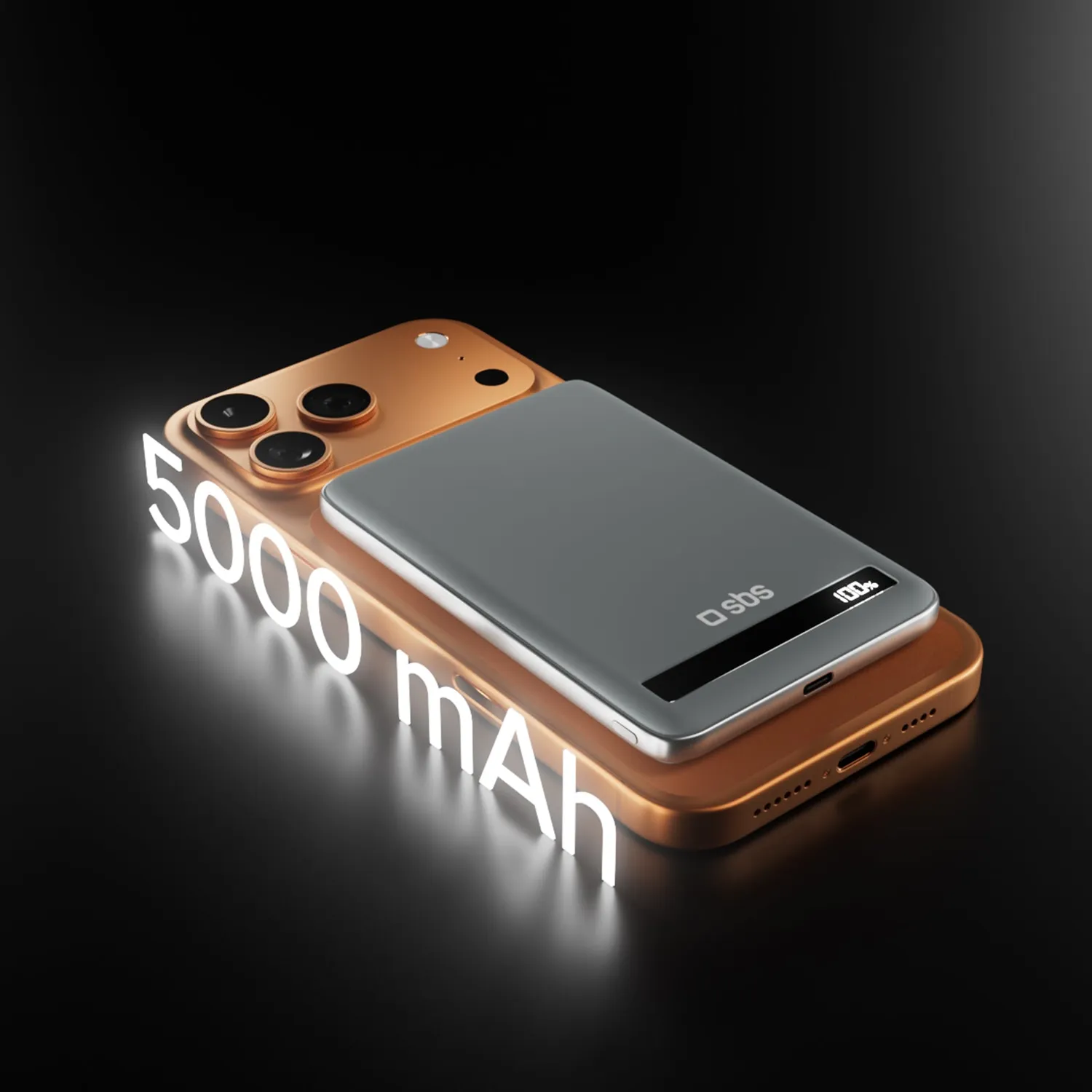 SBS Qi2 Powerbank magnetisch 5000mAh 15W Display