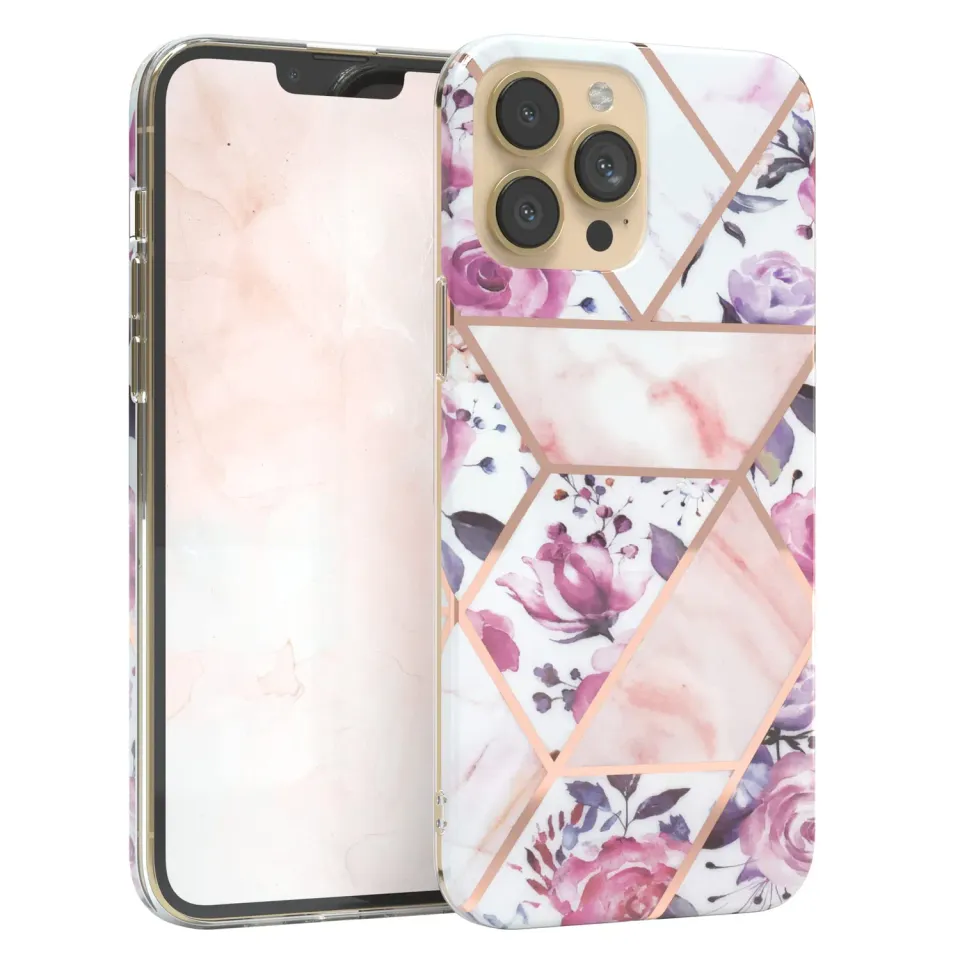 EAZY CASE Blume iPhone 13 Pro Max Silikonhülle Rosé Rosen