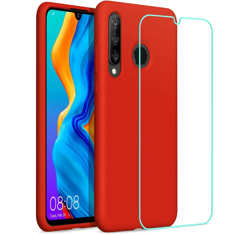 YATWIN Huawei P30 Lite Silikonhülle Rot ultradünn