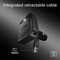 SBS Autoladegerät mit einziehbarem USB-C Kabel 60cm 35W
