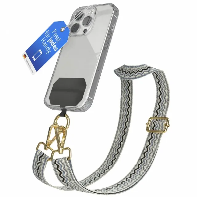 EAZY CASE Universal Handykette Welle Beige Blau verstellbar