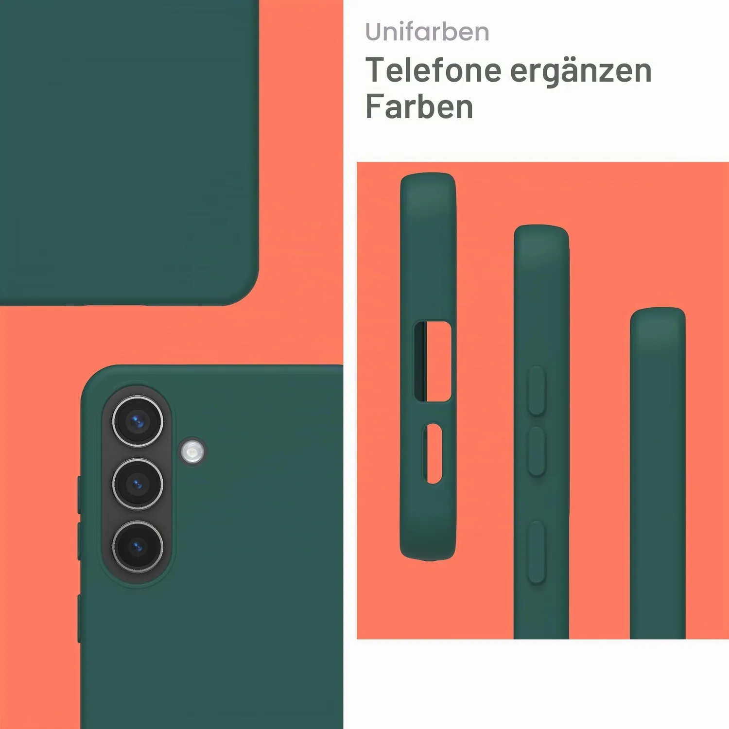 YATWIN Galaxy S24 Silikonhülle Matt Dunkelgrün TPU
