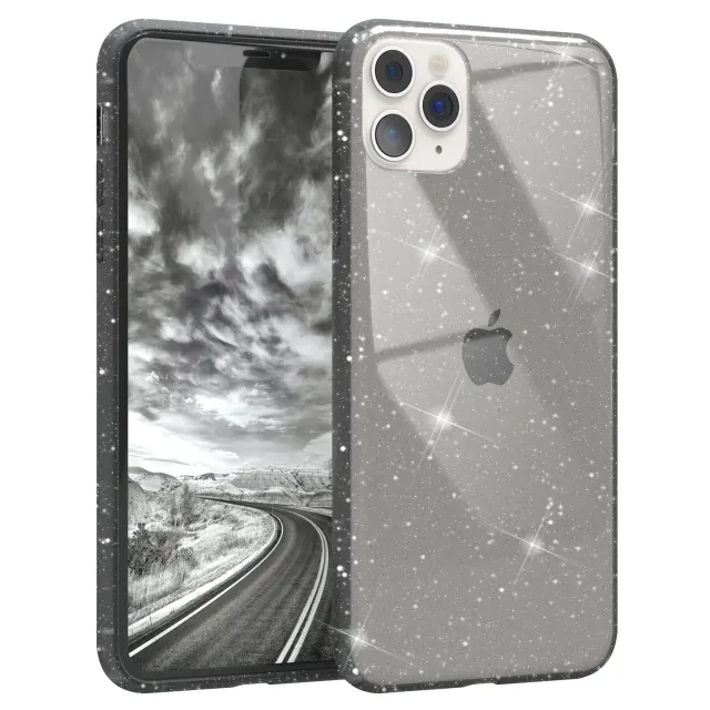 EAZY CASE iPhone 11 Pro Max Glitzerhülle Anthrazit transparent