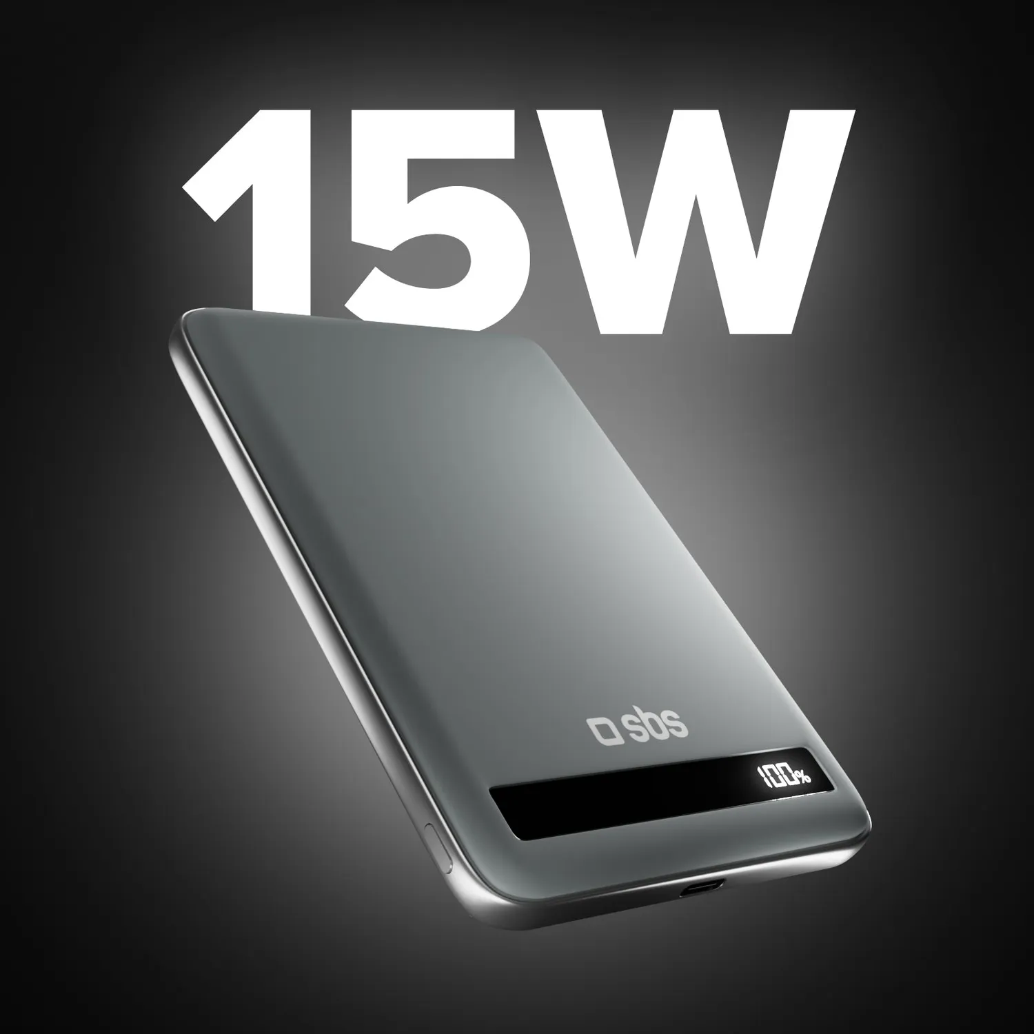 SBS Qi2 Powerbank magnetisch 5000mAh 15W Display