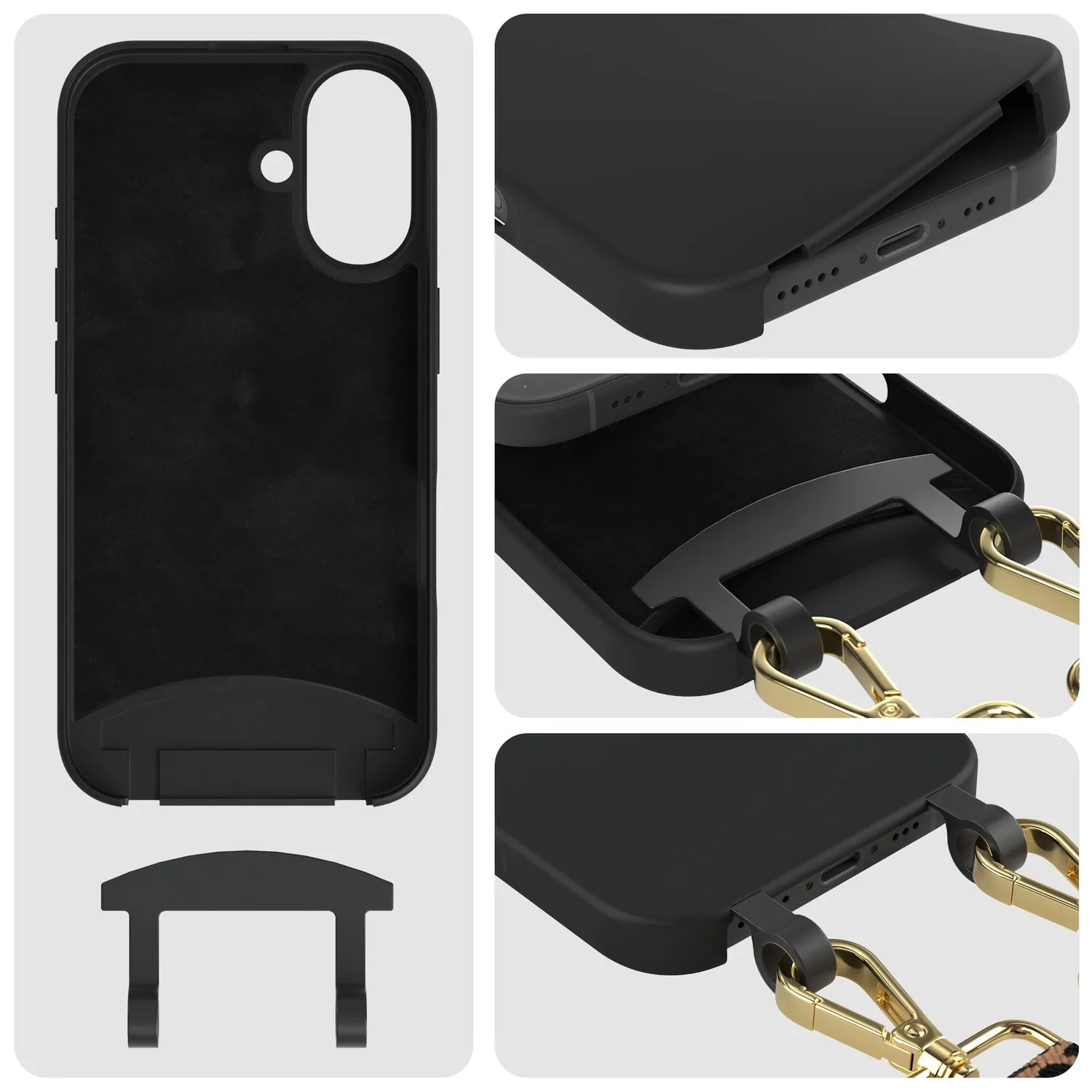 EAZY CASE iPhone 16 Handykette Hülle Leo Schwarz Braun