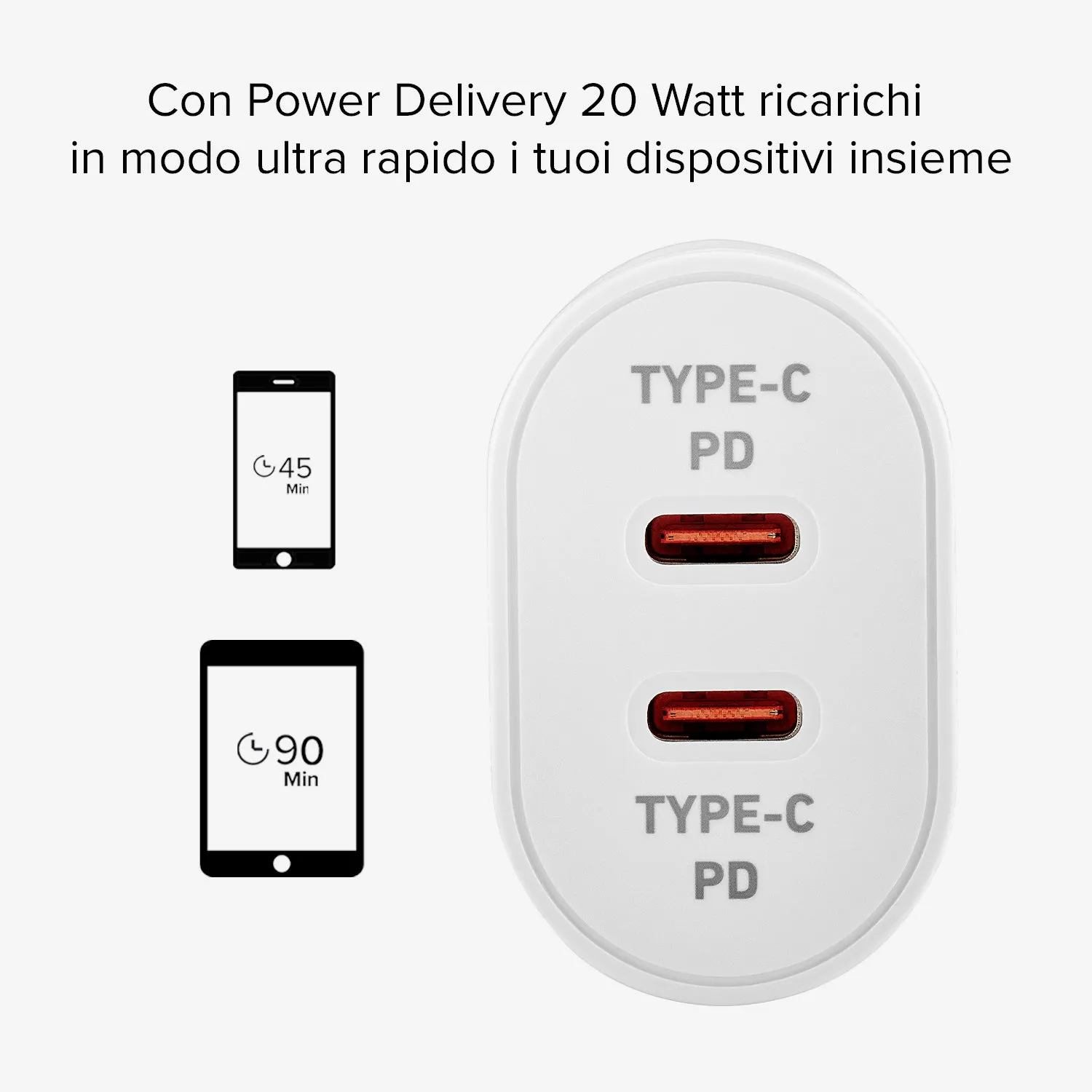 SBS 20W PD Dual USB-C Ladegerät weiß Schnellladen