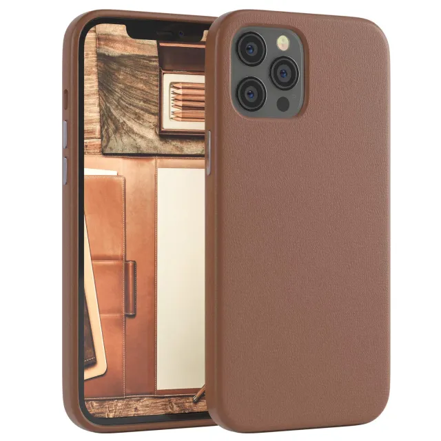 EAZY CASE iPhone 12 Pro Max Handyhülle Braun Kunstleder