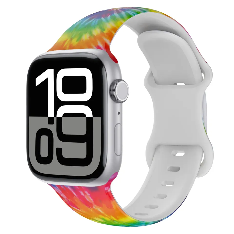 arktisband Batik Rainbow Apple Watch Armband Silikon bunt