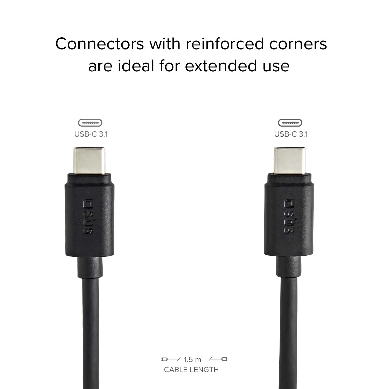SBS Go Power USB-C Kabel 1,5m 60W schwarz PD-schnellladend