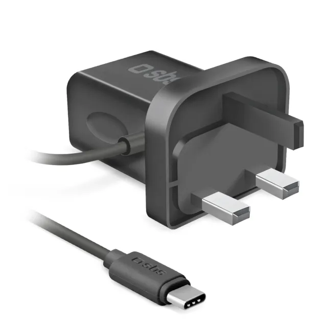 SBS 15W Reise-Ladegerät USB-C UK-Stecker weiß