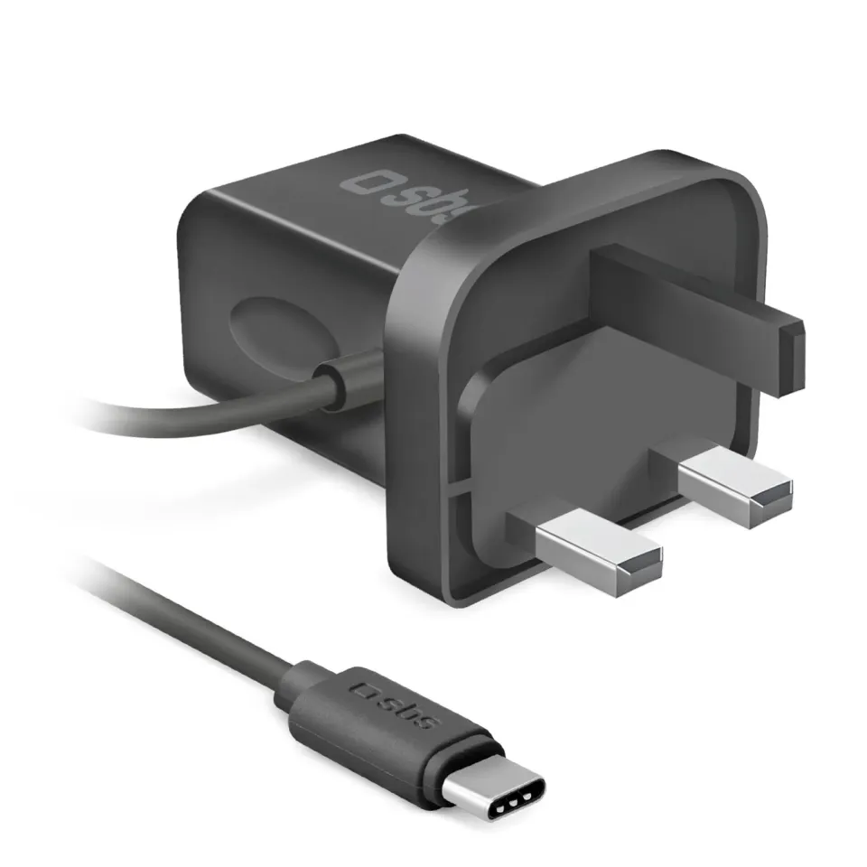 SBS 15W Reise-Ladegerät USB-C UK-Stecker weiß