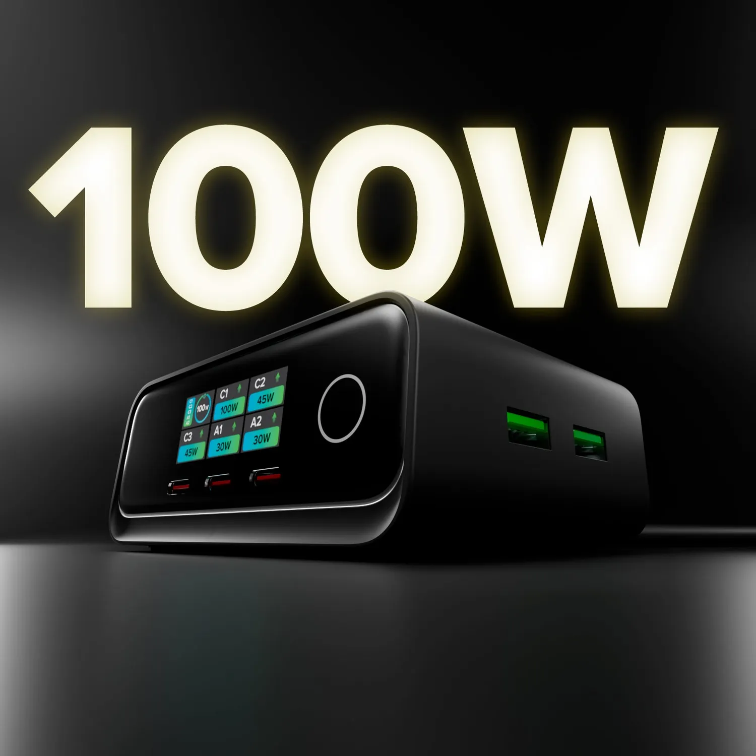SBS Pulse Ladestation 100W PD GaN TFT 5-Port USB-C/A