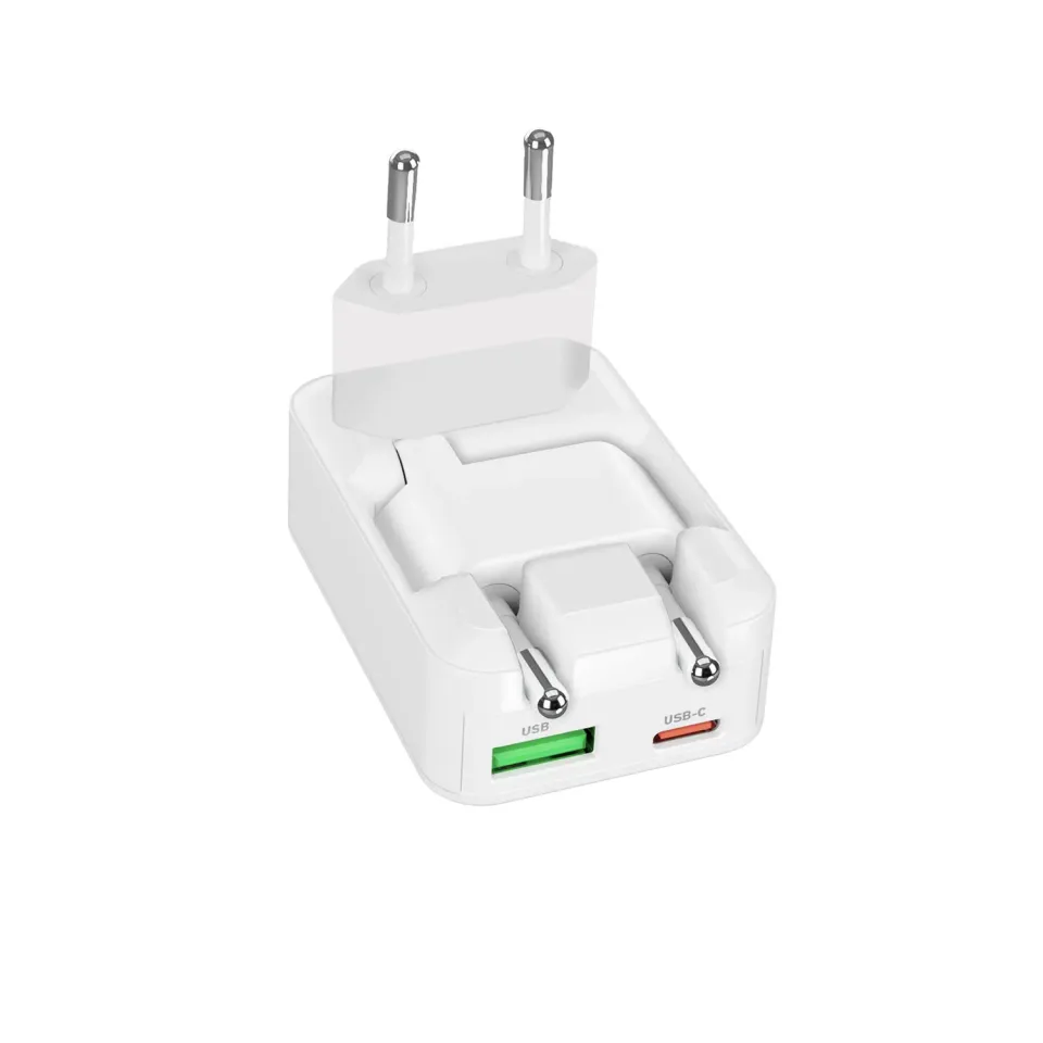 SBS Flexi Wall Charger 20W Ladegerät USB-C+USB-A Klappstecker