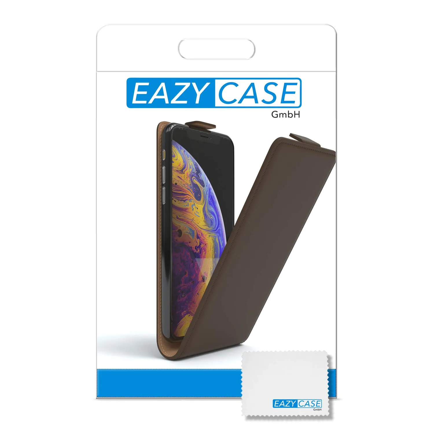 EAZY CASE iPhone X XS Flipcover Braun Kunstleder