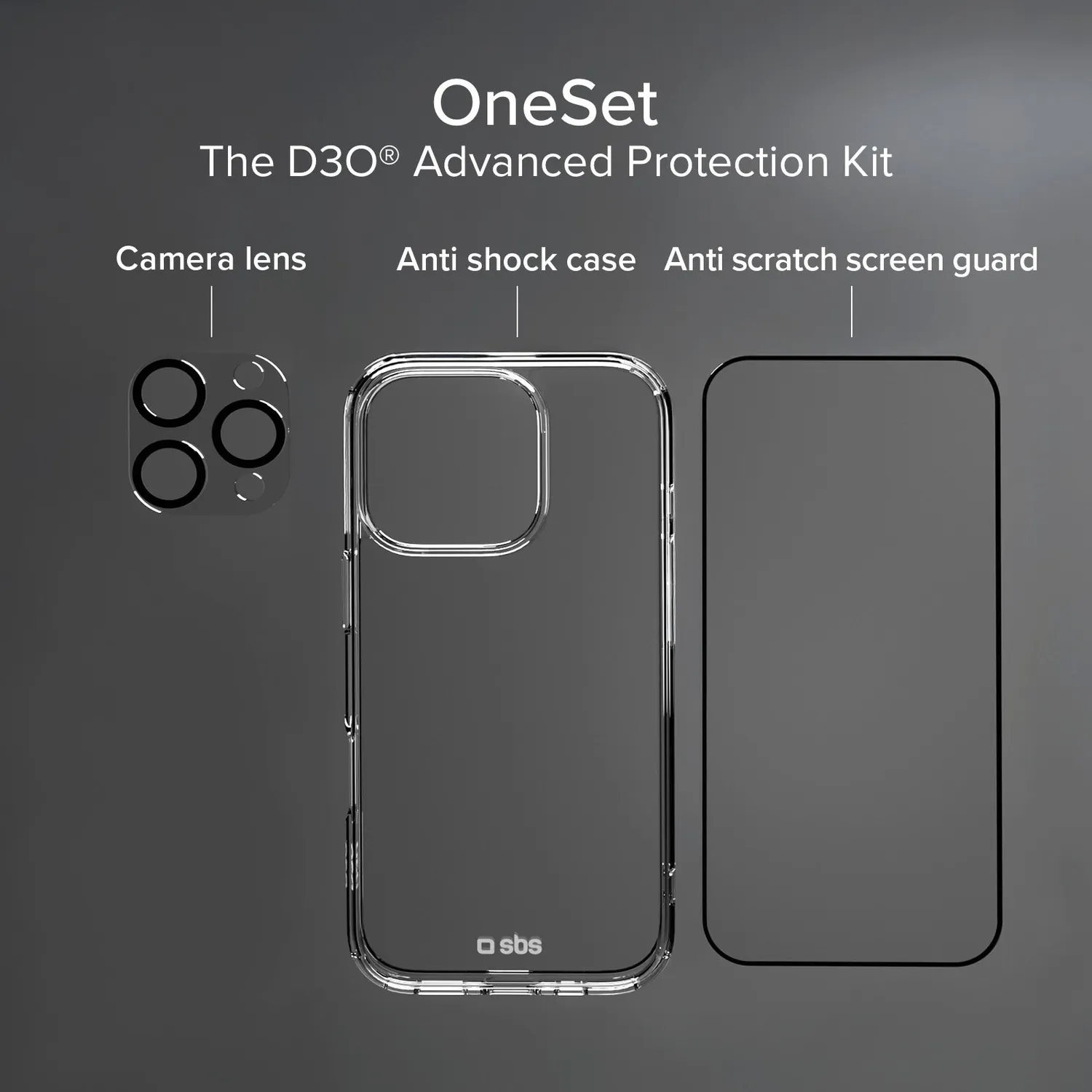 SBS D3O iPhone 16 Pro Max Schutzset 3-teilig