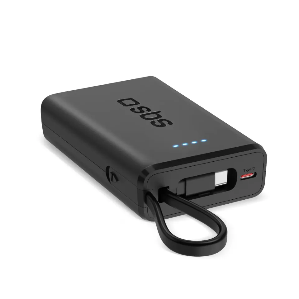 SBS Powerbank 10000 mAh 20W USB-C Kabel schwarz