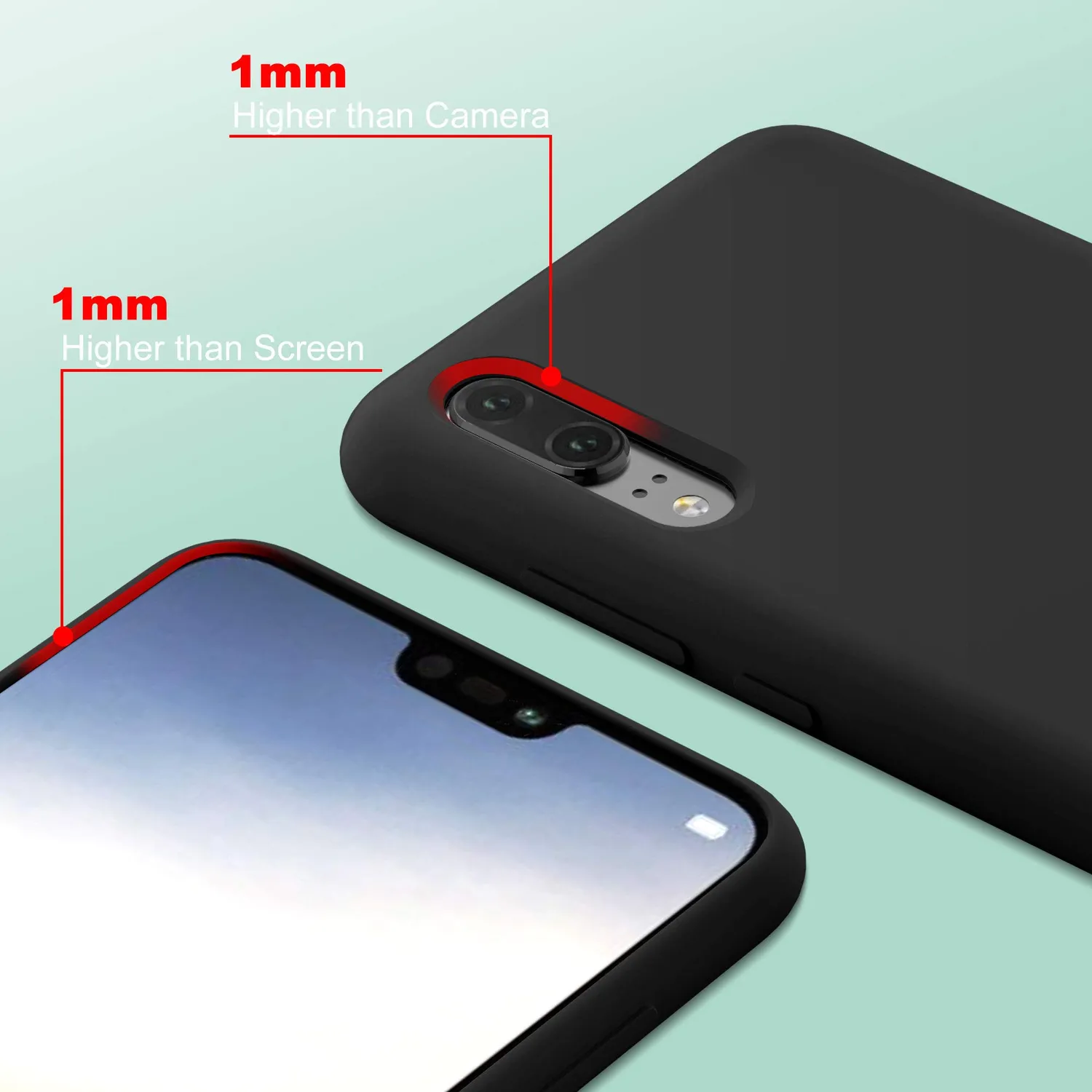 YATWIN Huawei P20 Lite Silikonhülle Schwarz Dünn