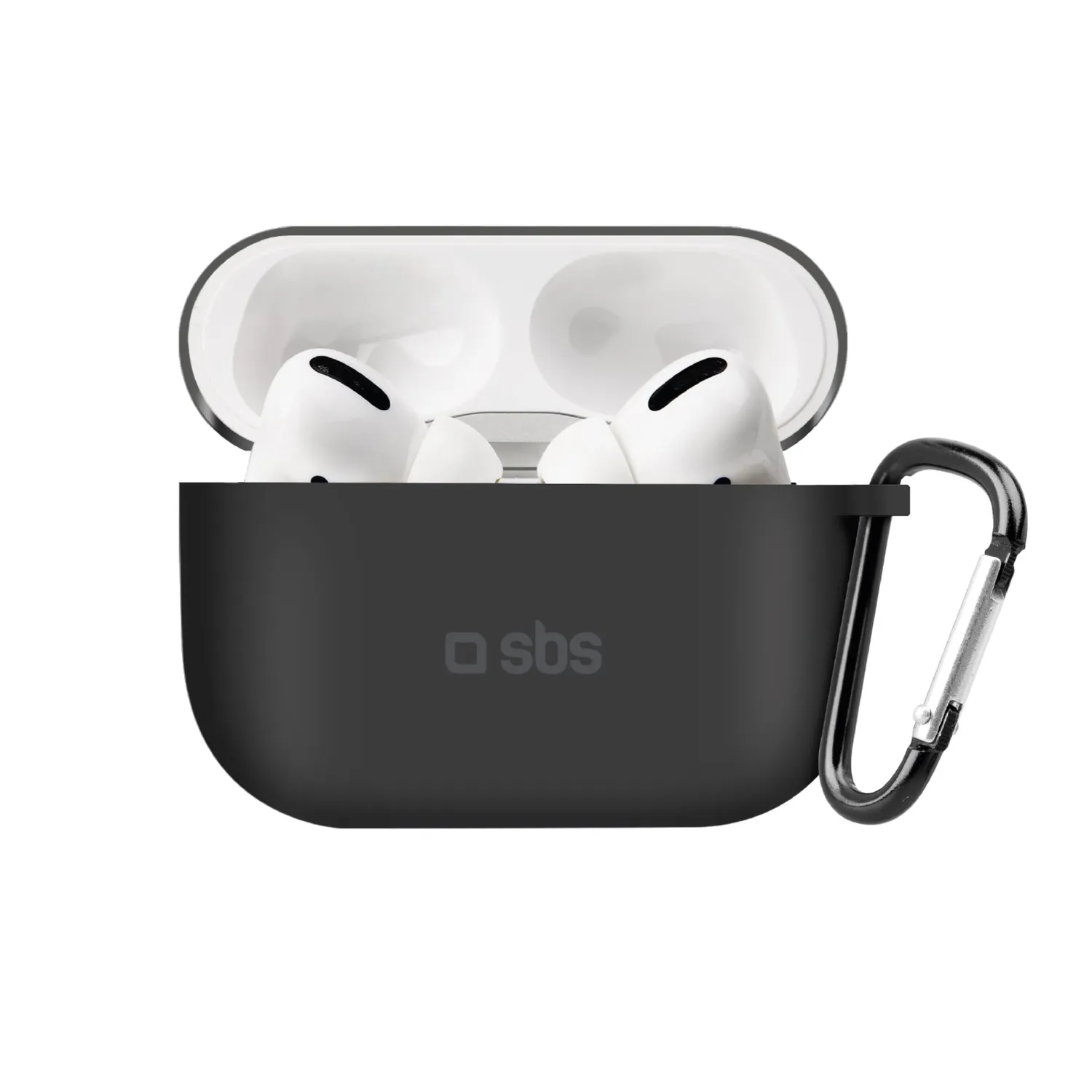 SBS Silikon Hülle AirPods Pro 2 Case schwarz Karabiner