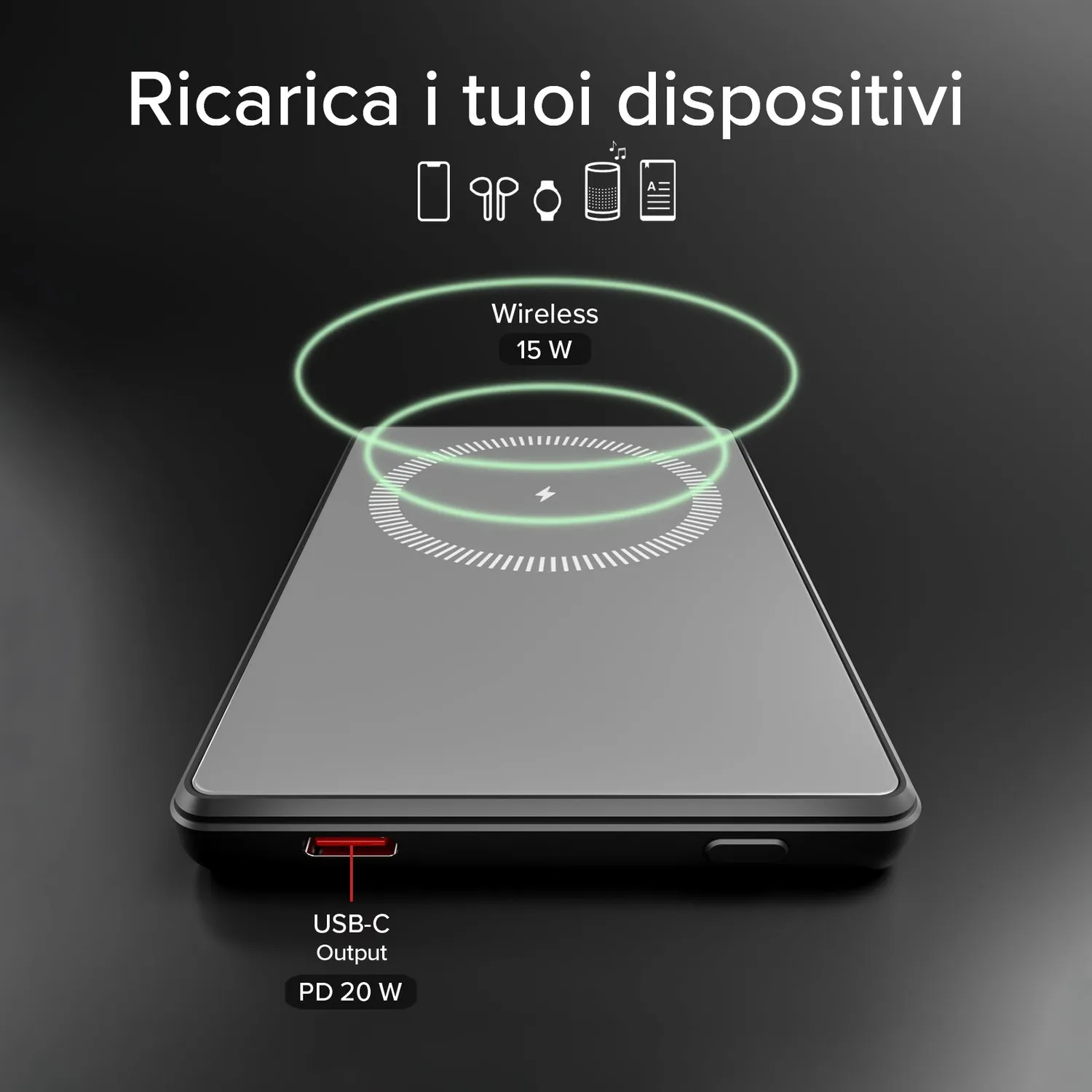 SBS Powerbank 5000mAh magnetisch 15W mit Display