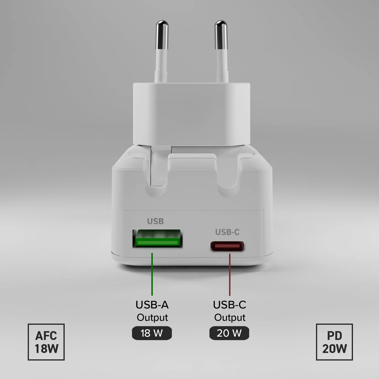 SBS Flexi Wall Charger 20W Ladegerät USB-C+USB-A Klappstecker