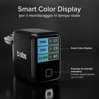 SBS 70W USB-C Wandladegerät TFT-Display 3-Port