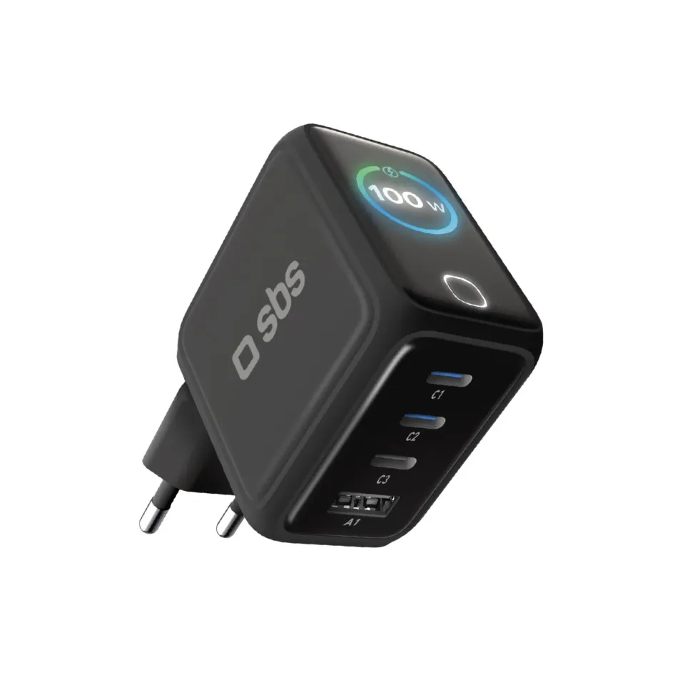 SBS 100W USB-C Ladegerät 4-Port mit TFT-Display