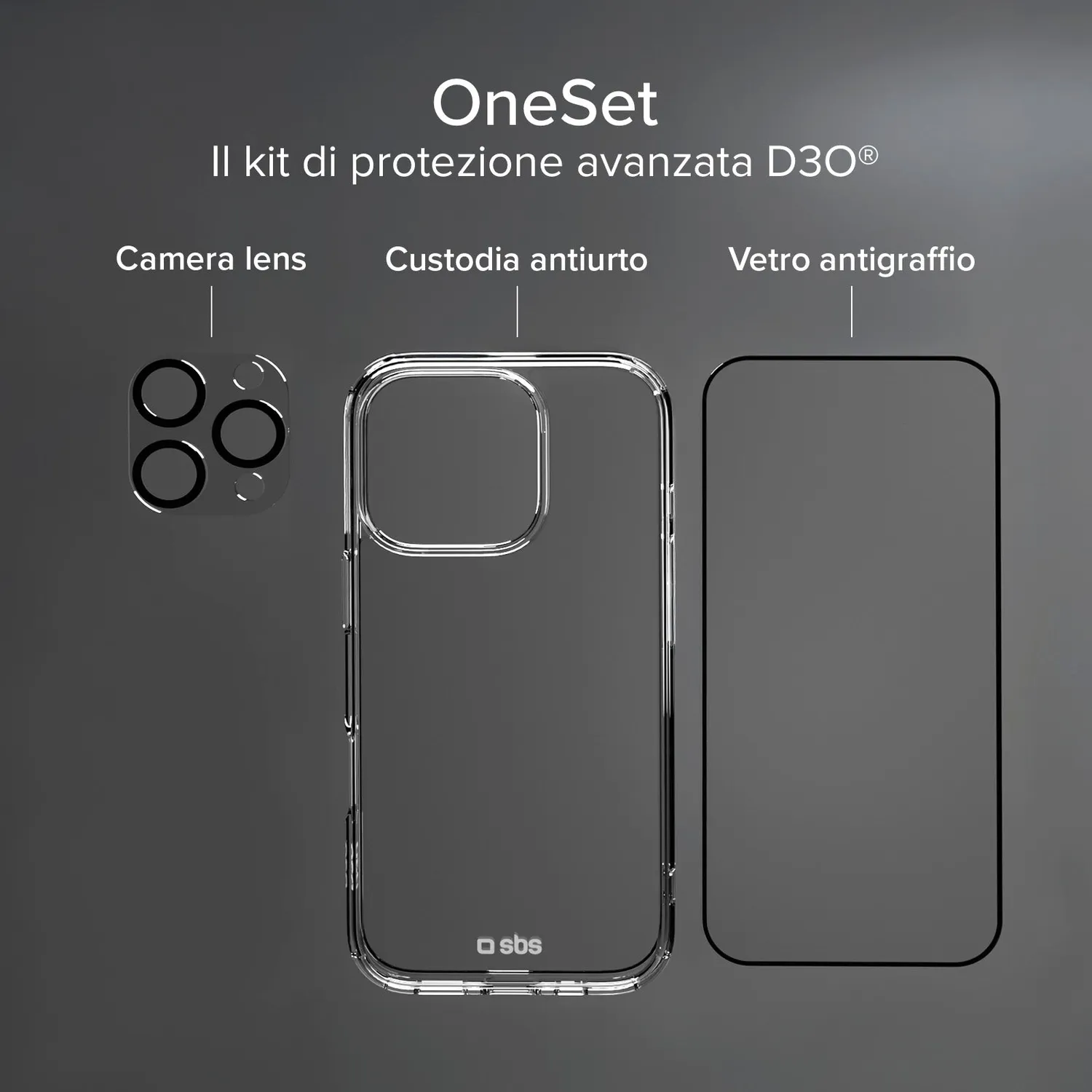 SBS D3O iPhone 16 Pro Max Schutzset 3-teilig
