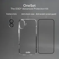 SBS D3O iPhone 16 Schutzset Hülle Glas Transparent