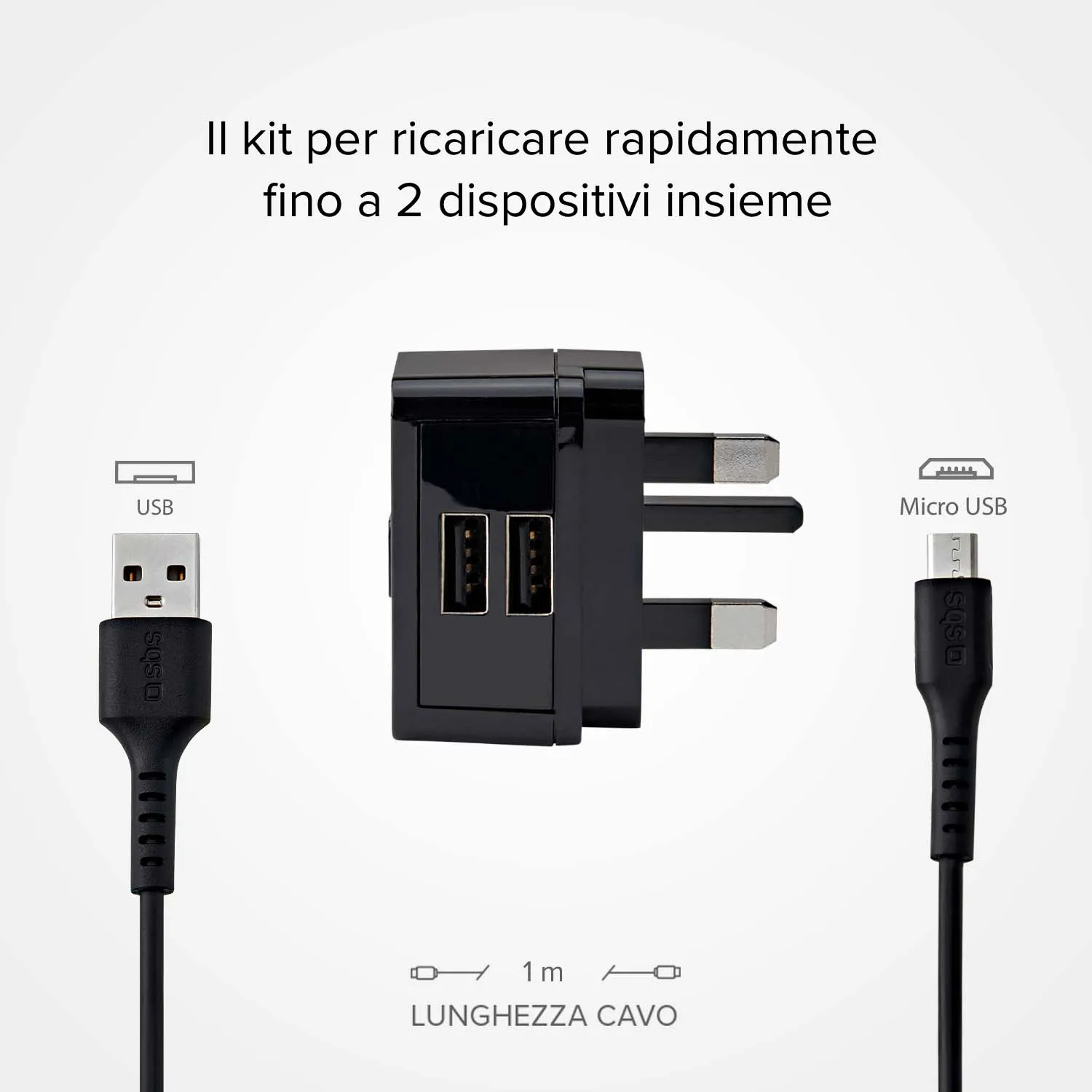SBS UK Ladegerät 10W + Micro-USB Kabel 1m Set