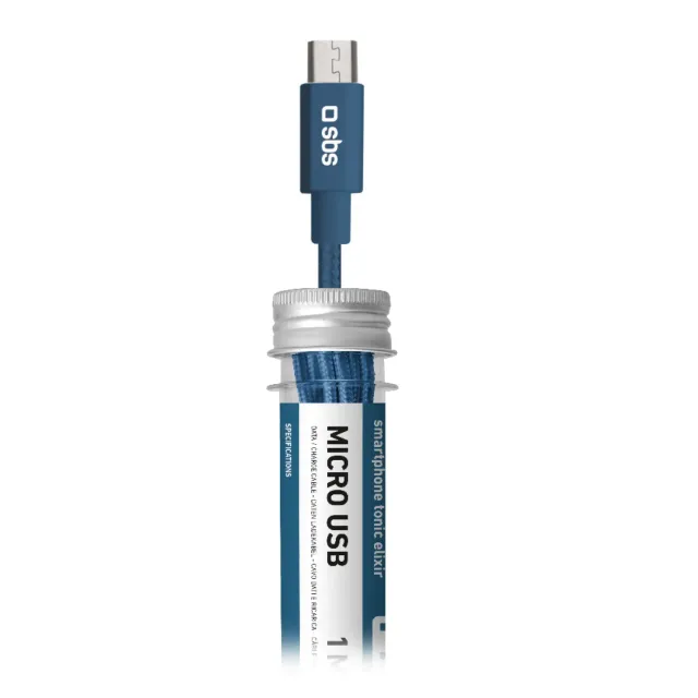 SBS Vitamin Micro-USB Ladekabel 1m Blau Anti-Knick