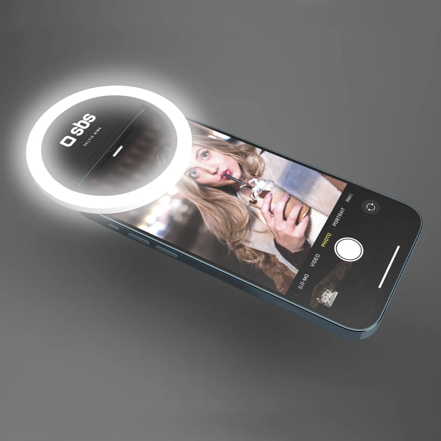 SBS Selfie Ringlicht mit Clip universell LED 3 Farben