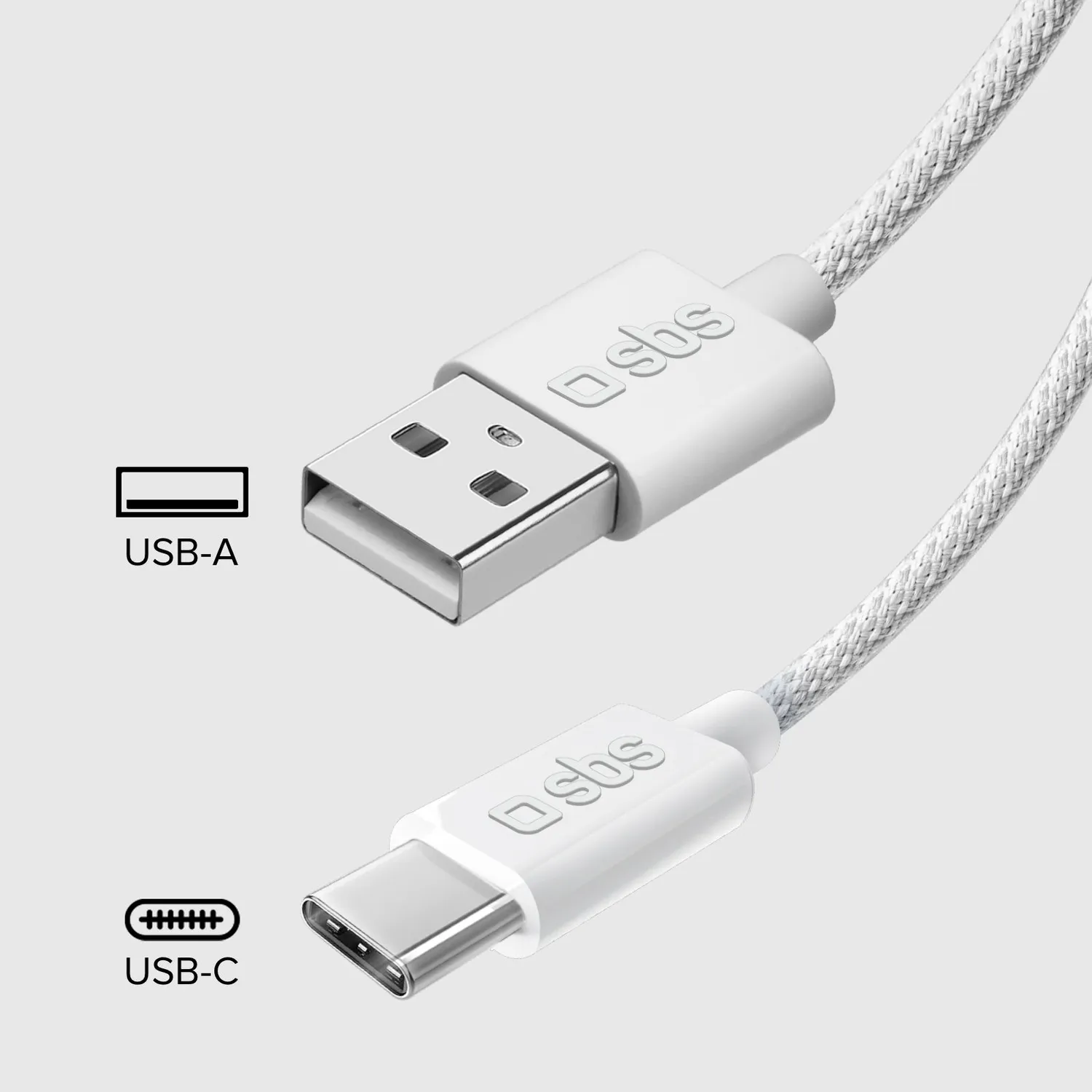 SBS USB-A USB-C Gewebekabel 1,5m Klettband schwarz