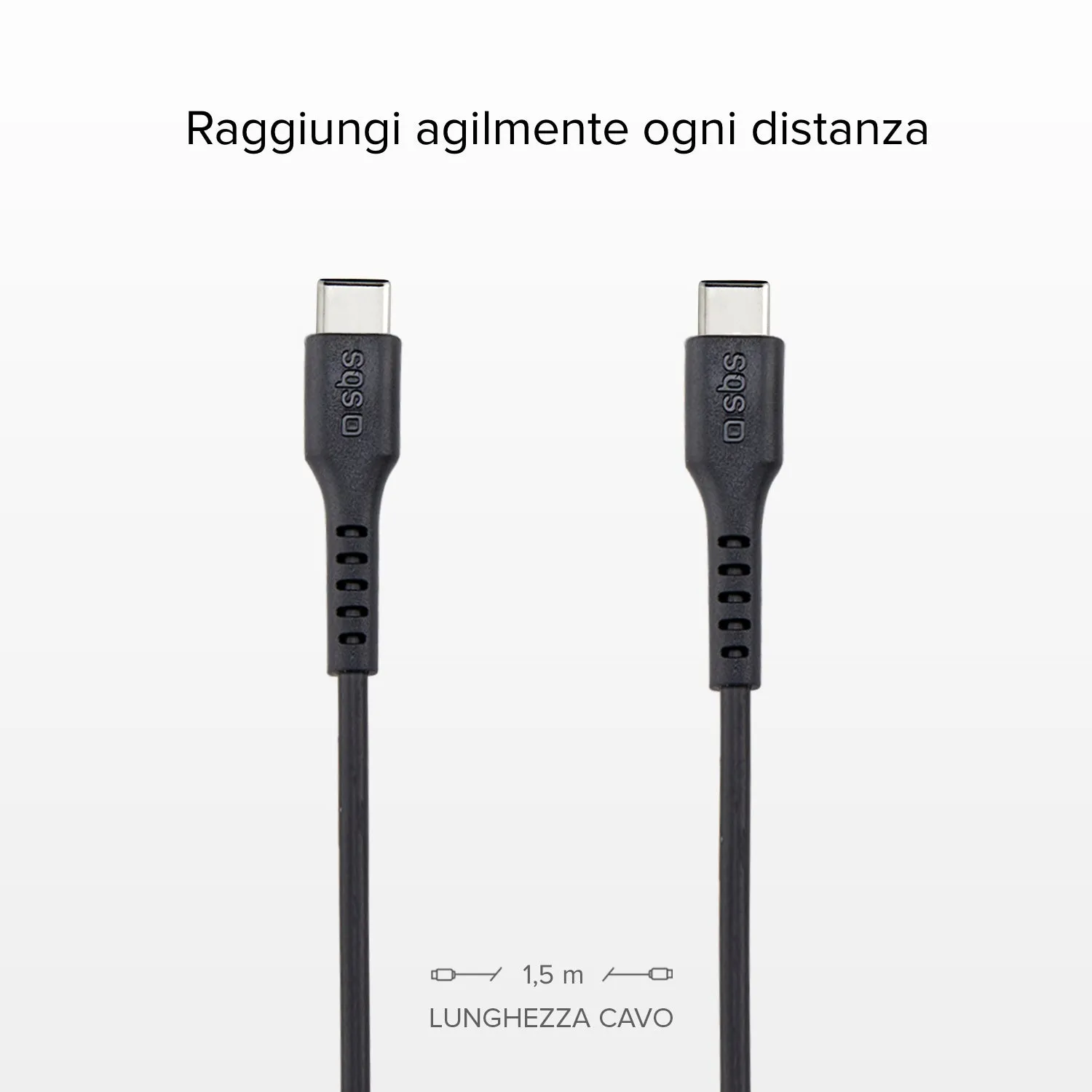 SBS USB-C Kabel 1,5 m Schwarz Silikon Schnellladung