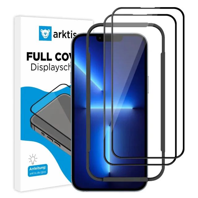 arktis Full Cover iPhone 13 Pro Panzerglas 2er Set