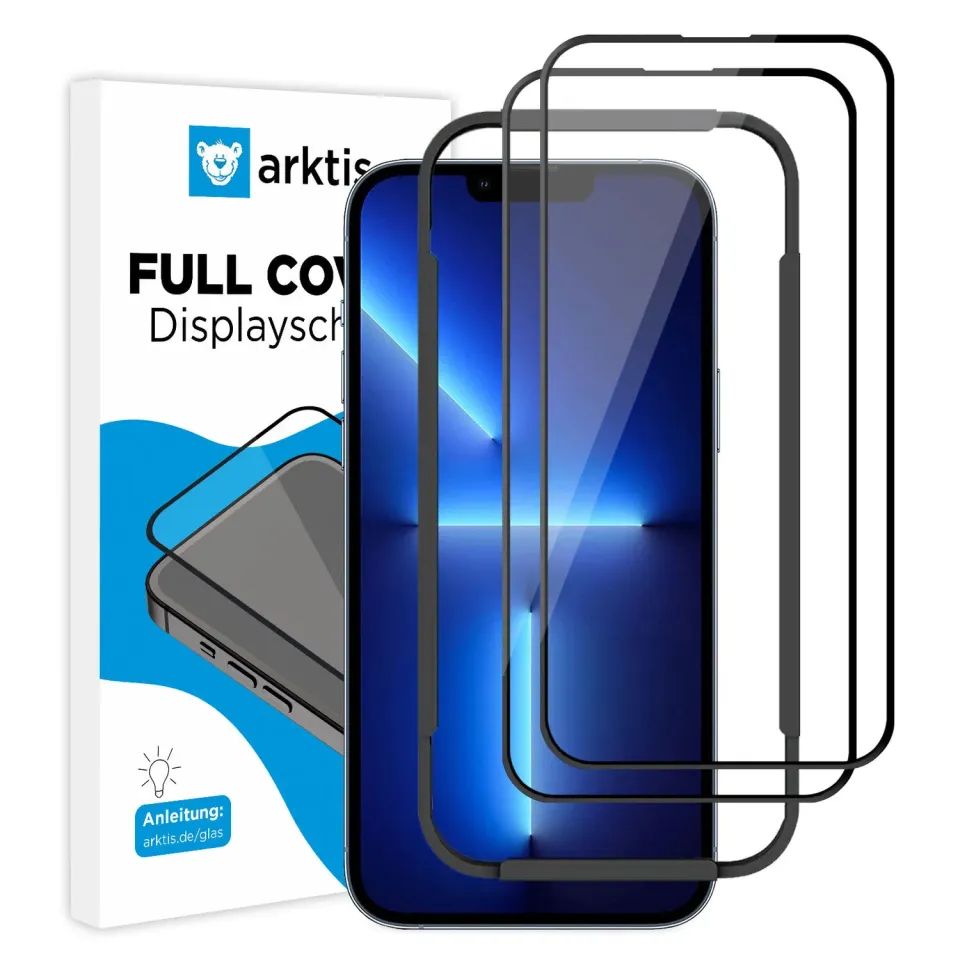 arktis Full Cover iPhone 13 Pro Panzerglas 2er Set