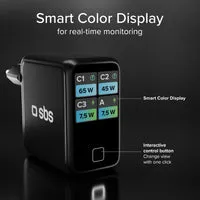 SBS GaN Ladegerät 140W 4-Port TFT-Display USB-C