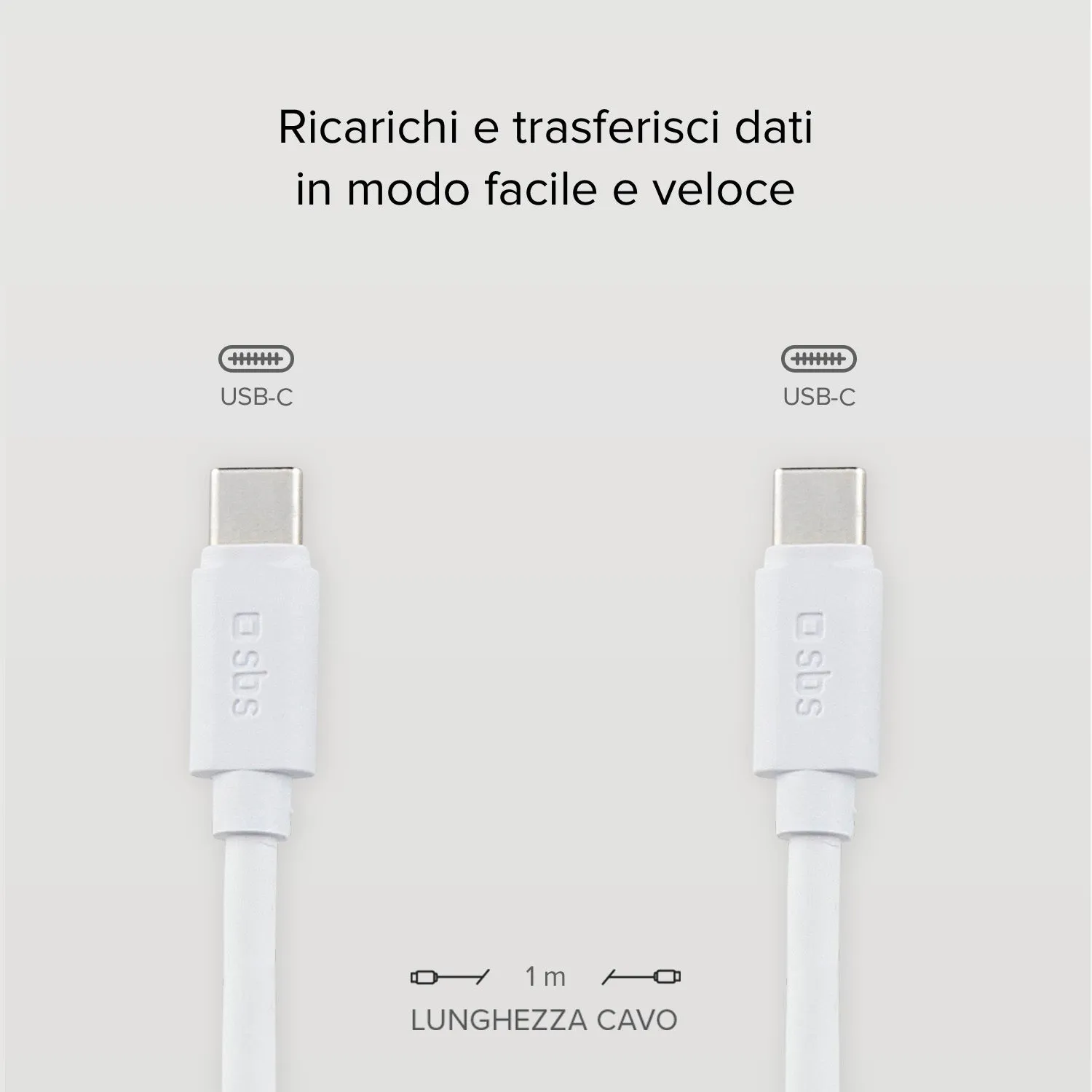 SBS USB-C Kabel 1,5m Silikon weiß Anti-Knoten
