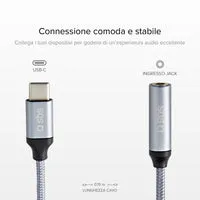 SBS USB-C auf Klinke Adapter 3,5mm 15cm Stoff