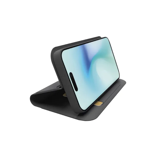 SBS Wallet Smooth Klapphülle iPhone 16 Pro Schwarz Stand
