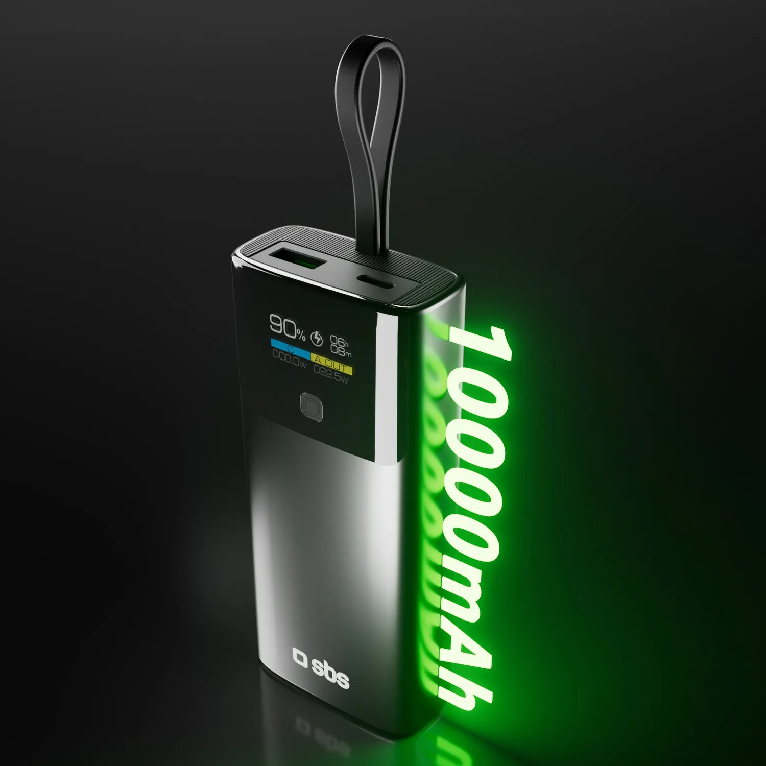 SBS Powerbank 10000mAh PD 20W USB-C Kabel LCD