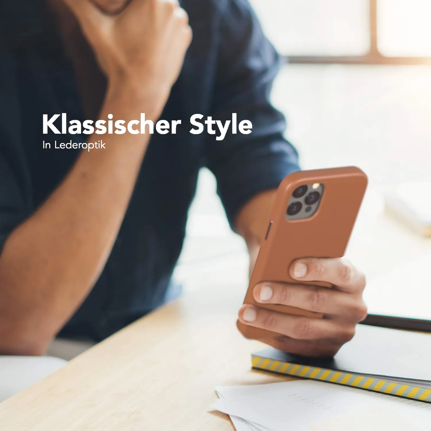 EAZY CASE iPhone 12 12 Pro Kunstlederhülle Braun