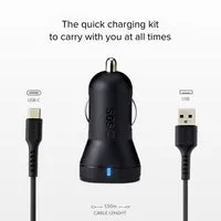 SBS Autoladegerät USB-C Set 10W 2-Port mit Kabel