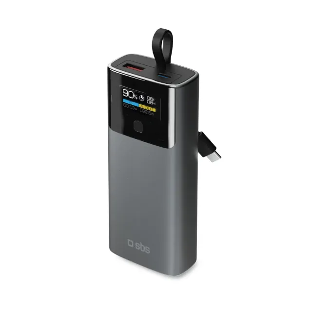 SBS Powerbank 10000mAh PD 20W USB-C Kabel LCD