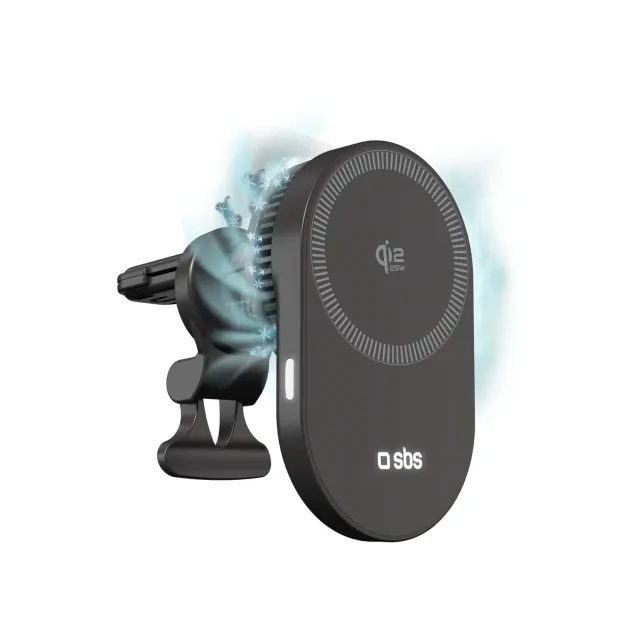 SBS Magnet Autohalterung Qi2.2 25W Lüftung 360° schwarz